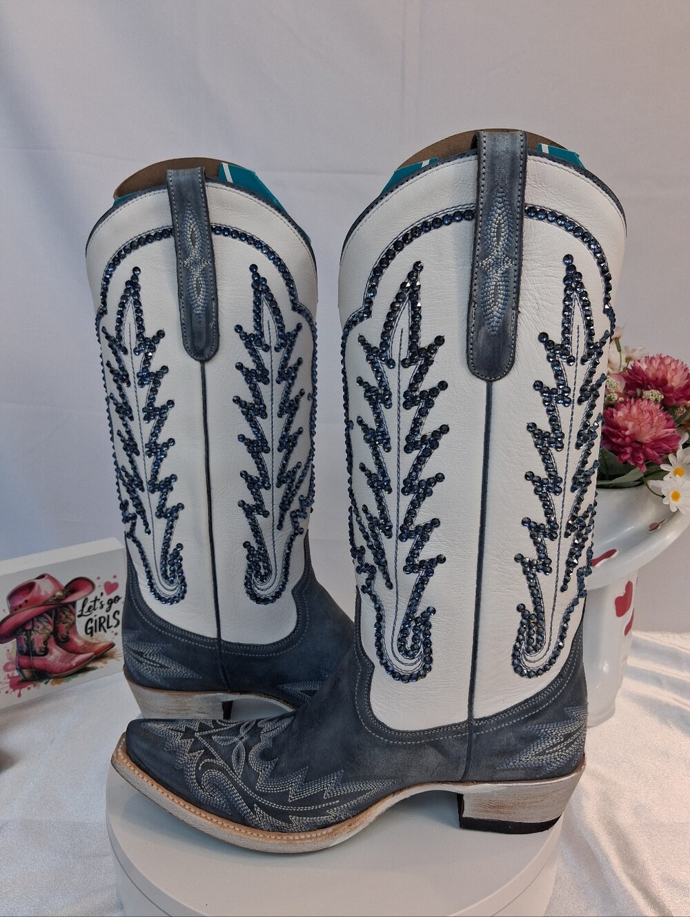 New LANE Lexington Cowgirl Boots W/ SWAROVSKI Crystals 7.5 - Picture 6 of 10